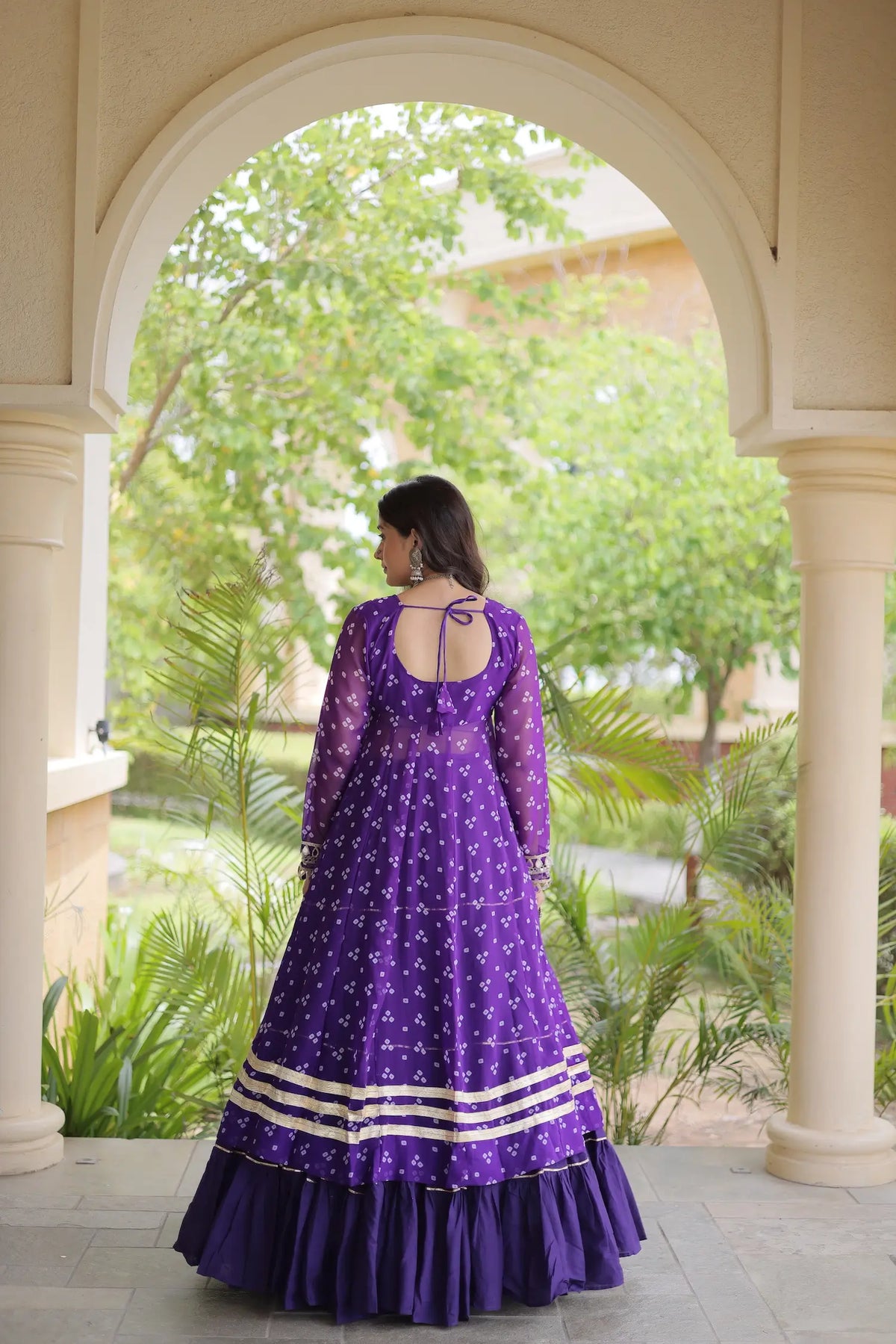 4 Meter Flair | Purple Garba Chaniya Choli With Mirror Gamthi Work