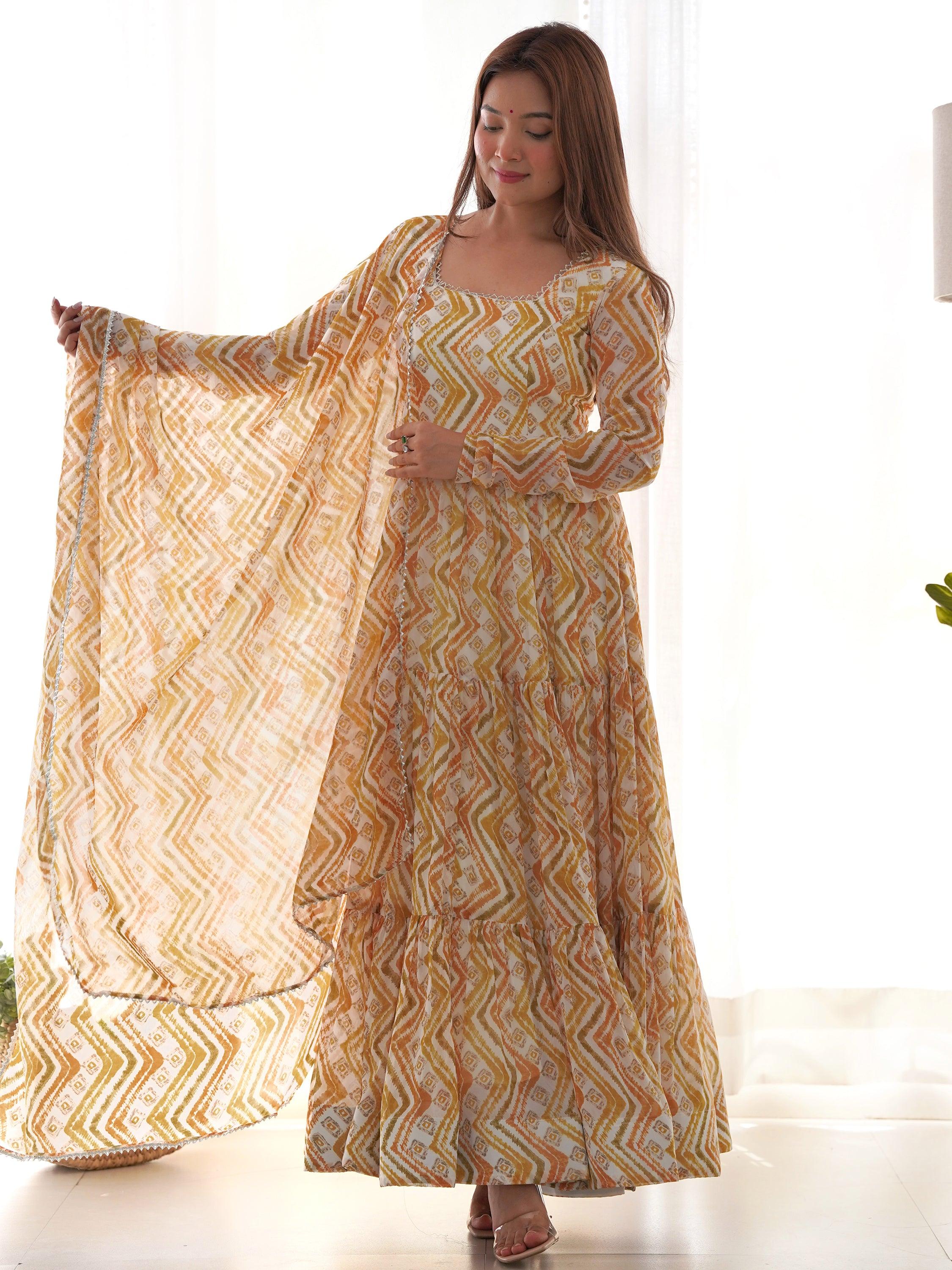  Fully stitched anarkali suit with digital print work 