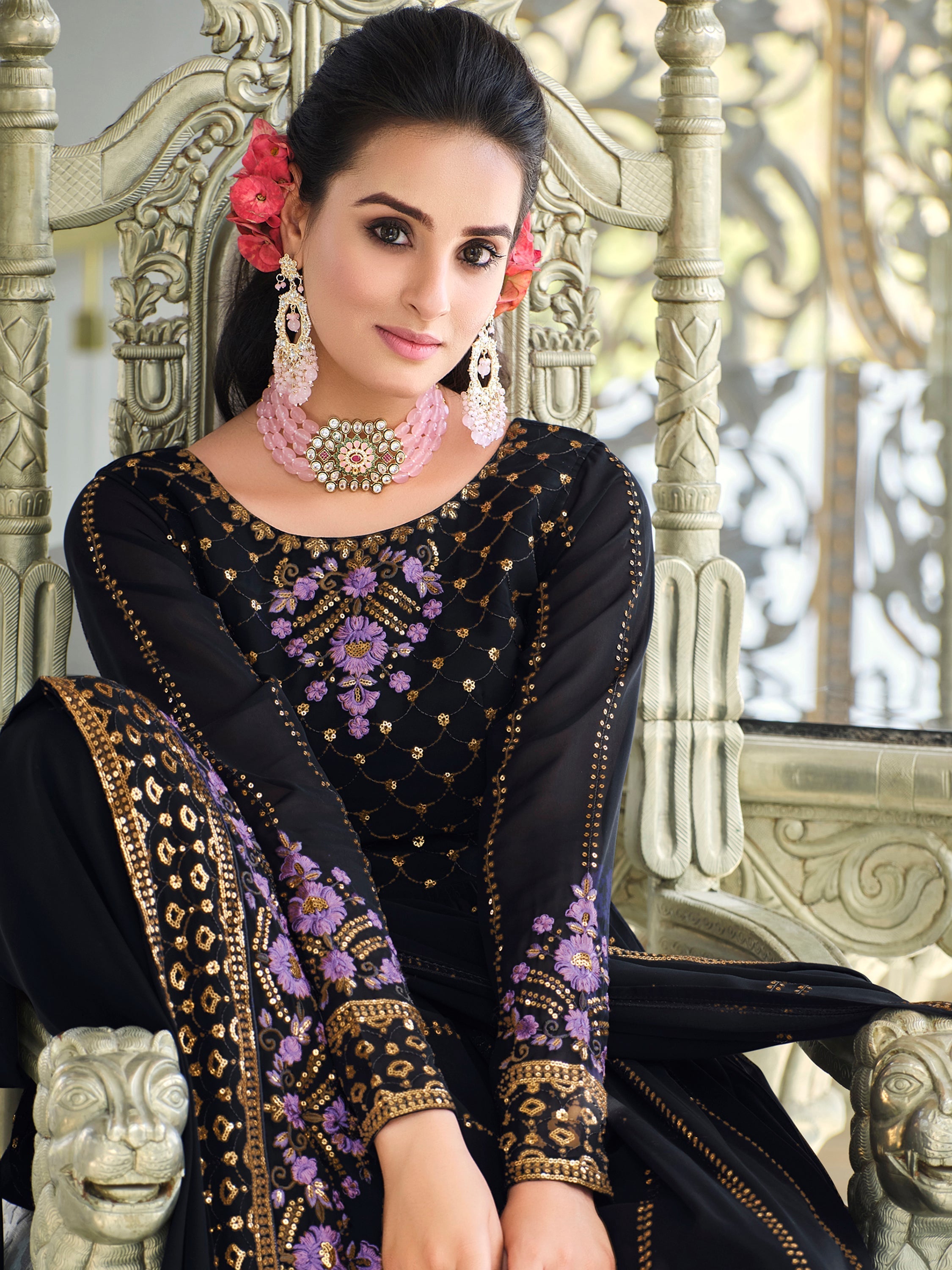 Navy Blue Palazzo in Georgette Material for added comfort and style