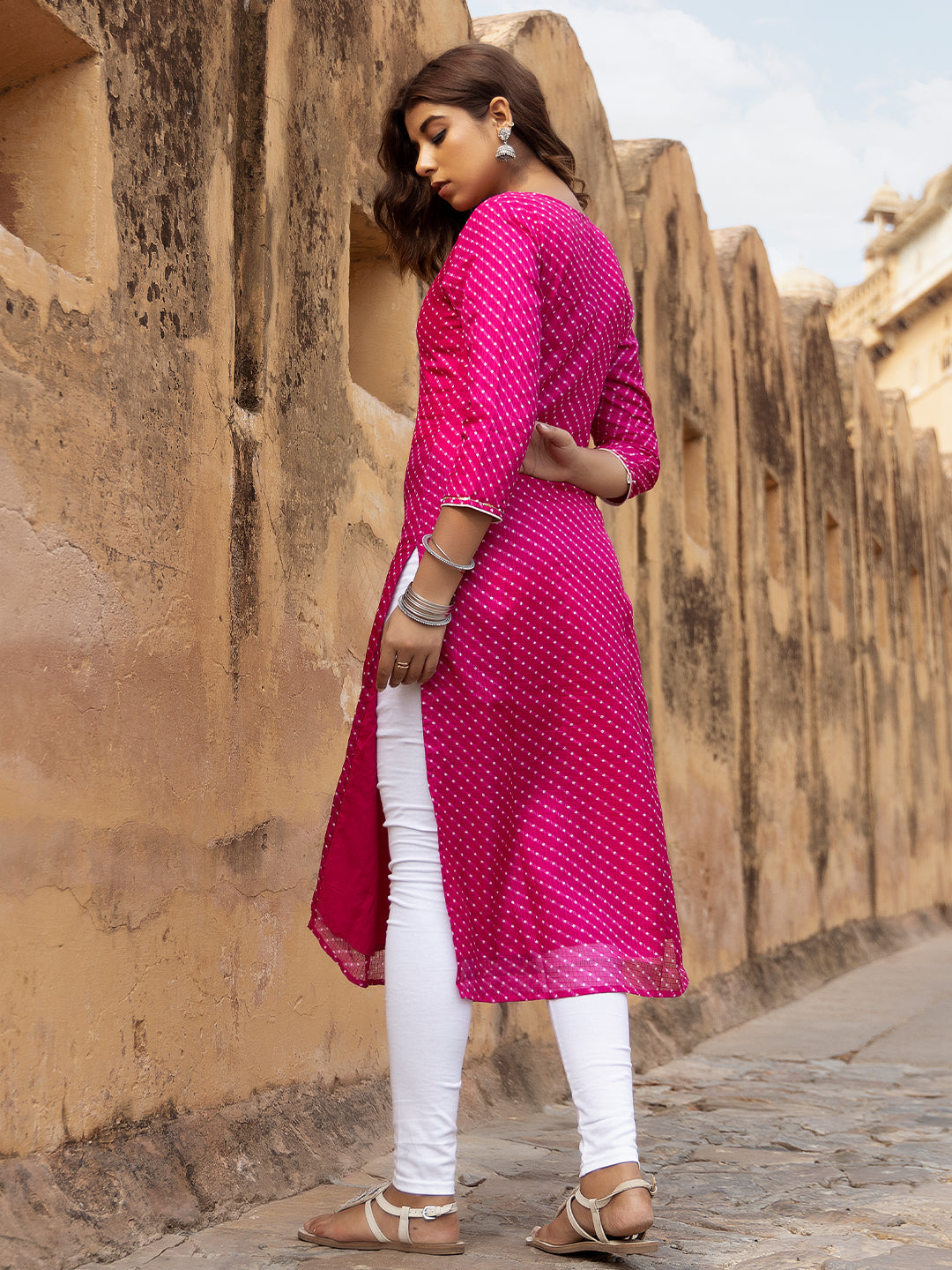 Pri Pink Leheriya Kurta  - By Ragavi - qivii