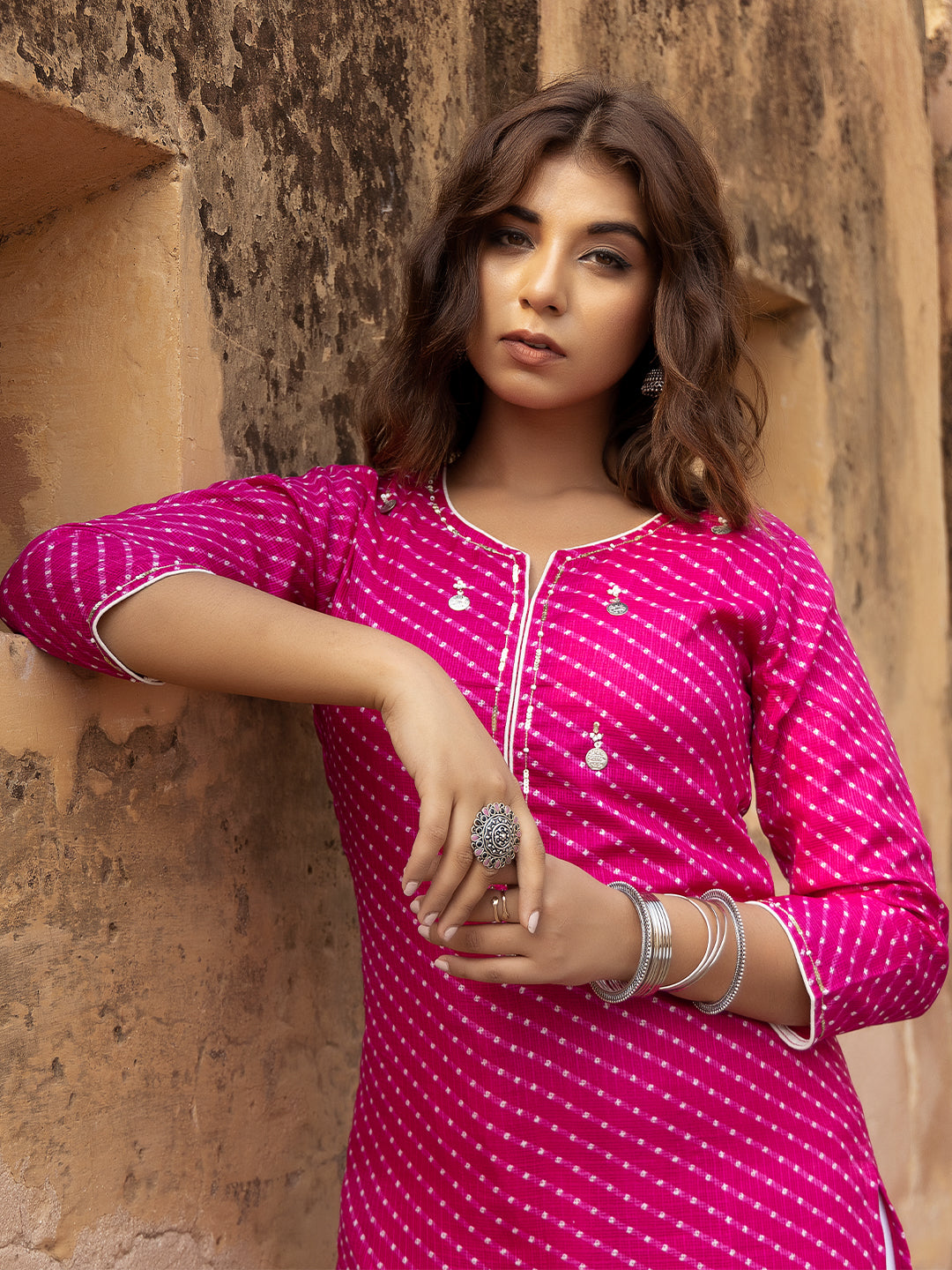 Pri Pink Leheriya Kurta  - By Ragavi - qivii