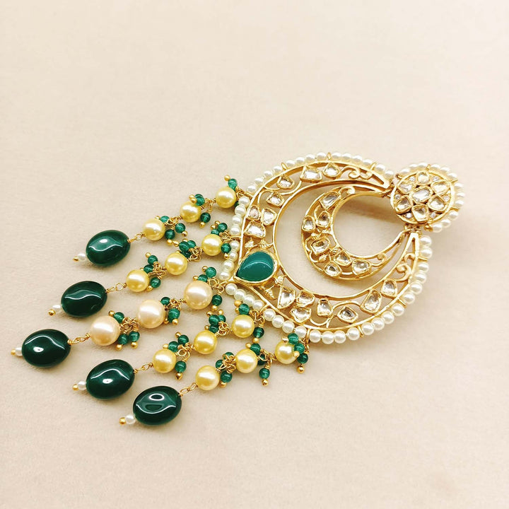 Anshika Green Gold Plated Pachi Kundan Earrings