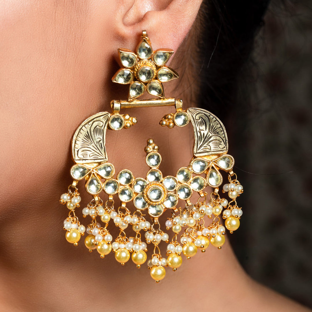 Archana Gold Plated Pachi Kundan Earrings