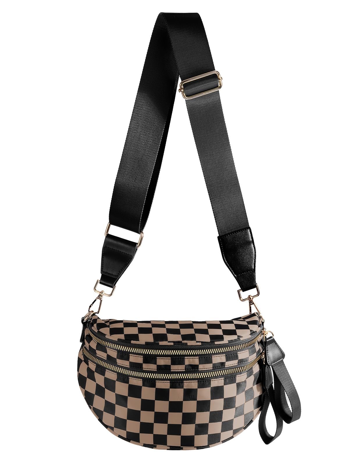 Ounamei Checkered Crossbody Bum Bag for Women Large Capacity Belt Bag for Moms & Everyday Travel