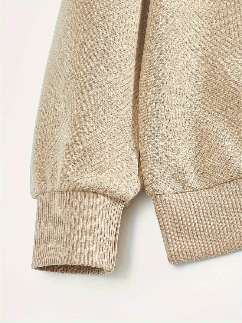 James™ - Vintage Geometrisch Ontwerp Sweater Met Rits  - By Qivii