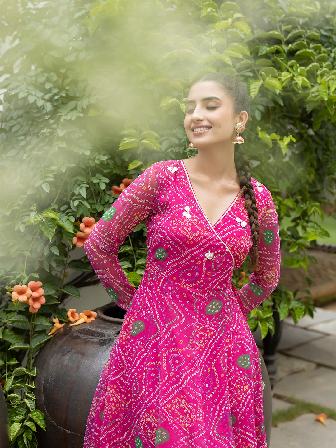 Kiki Pink Leheriya Kurta