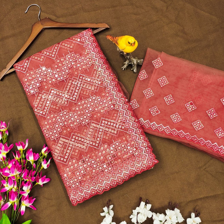 Heavy Butterfly Net With Embroidered Work Saree In Limepink Color - qivii