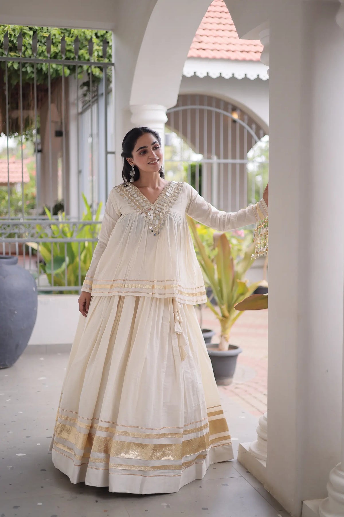 White Cotton Navratri Chaniya Choli
