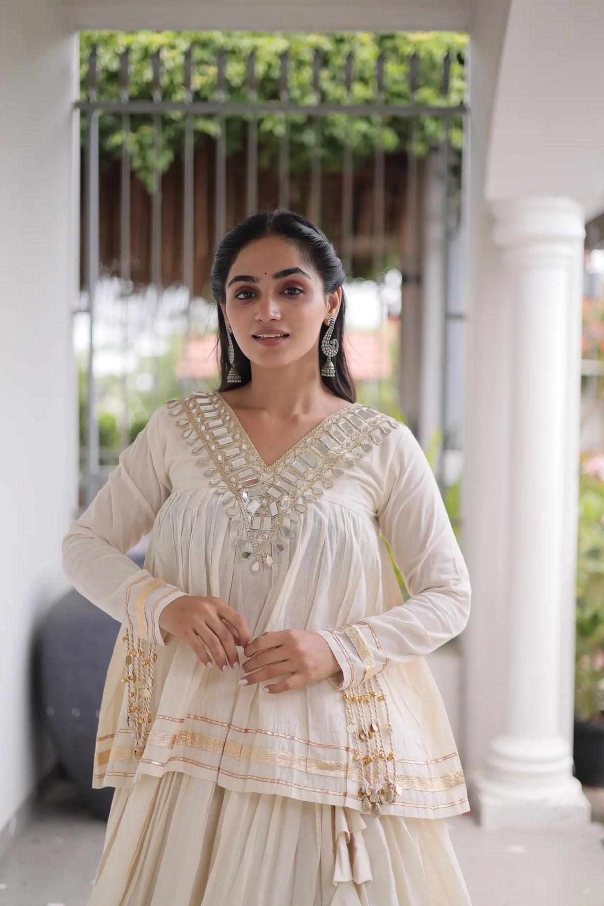 White Cotton Navratri Chaniya Choli