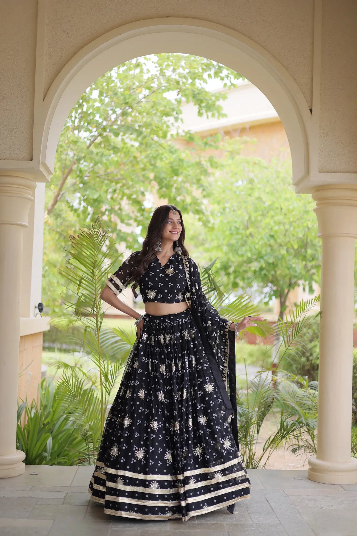 4 Meter Flair | Black Embroidered Garba Chaniya Choli With Dupatta