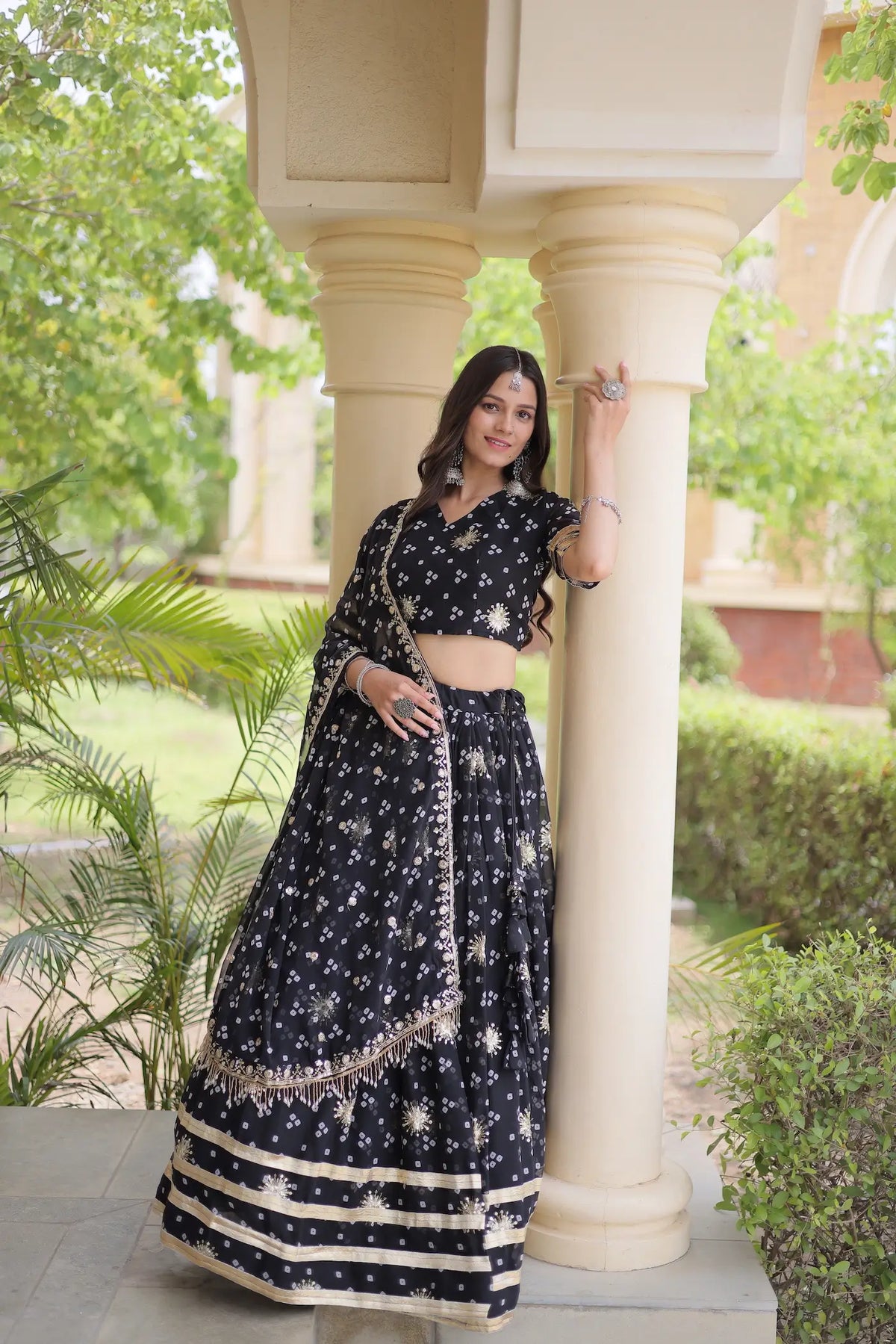 4 Meter Flair | Black Embroidered Garba Chaniya Choli With Dupatta