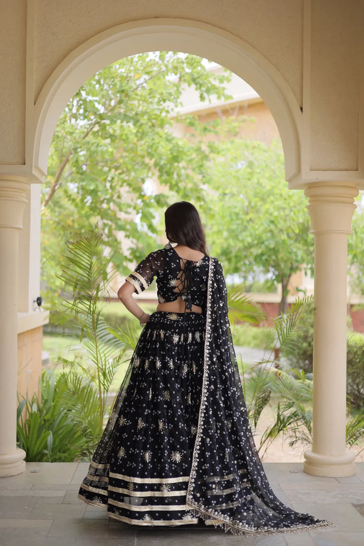 4 Meter Flair | Black Embroidered Garba Chaniya Choli With Dupatta