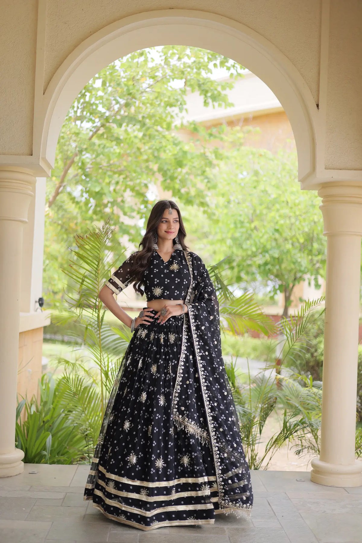 4 Meter Flair | Black Embroidered Garba Chaniya Choli With Dupatta
