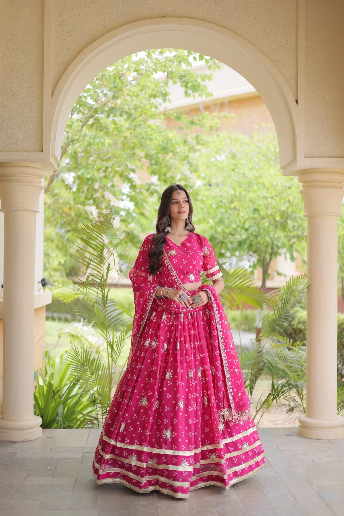 4 Meter Flair | Hot Pink Embroidered Garba Chaniya Choli With Dupatta
