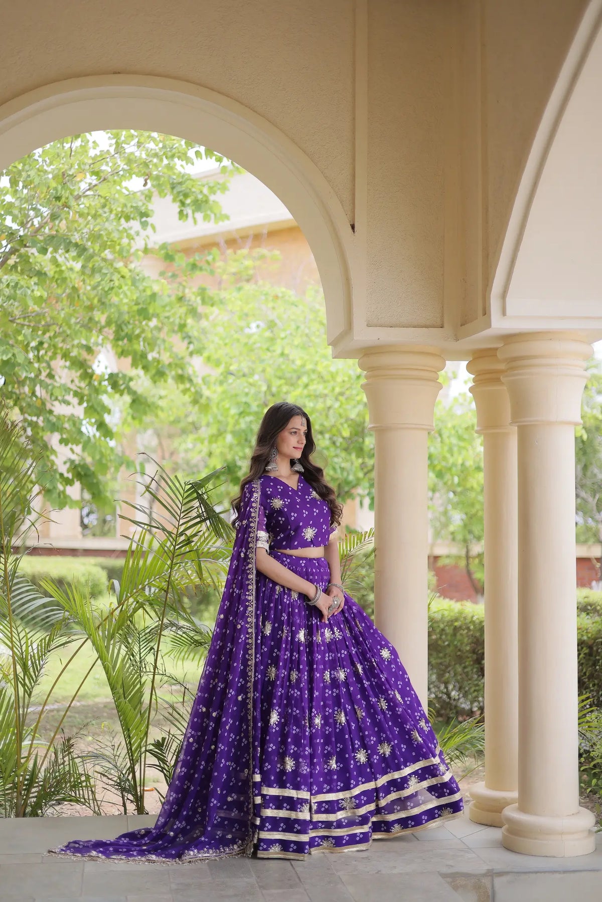 4 Meter Flair | Purple Embroidered Garba Chaniya Choli With Dupatta
