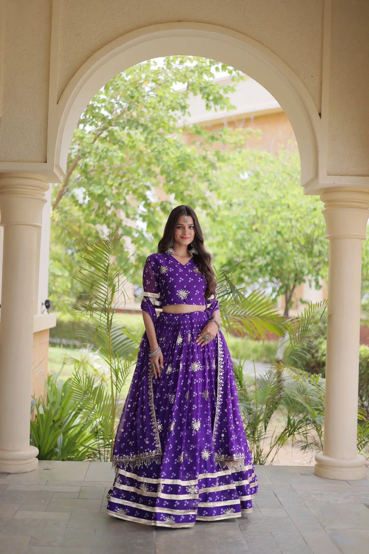 4 Meter Flair | Purple Embroidered Garba Chaniya Choli With Dupatta