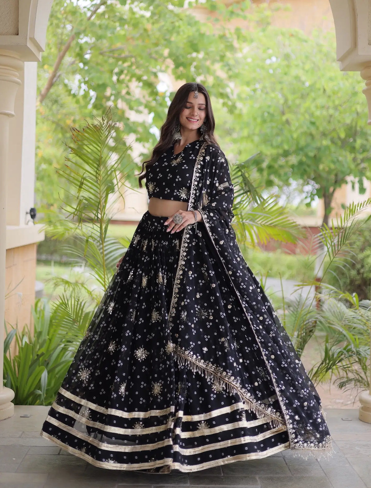 4 Meter Flair | Black Embroidered Garba Chaniya Choli With Dupatta