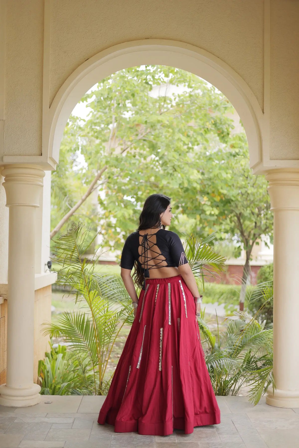 Maroon Navratri Lehenga With Kutchi Work Blouse
