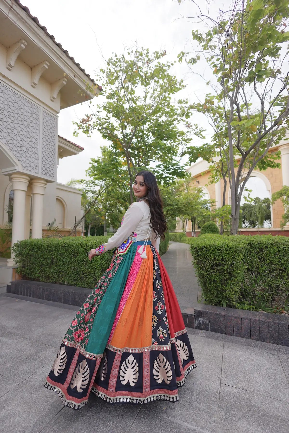 4 Meter Flair | Multicolor Cotton Navratri Chaniya Choli With Mirror Gamthi Work