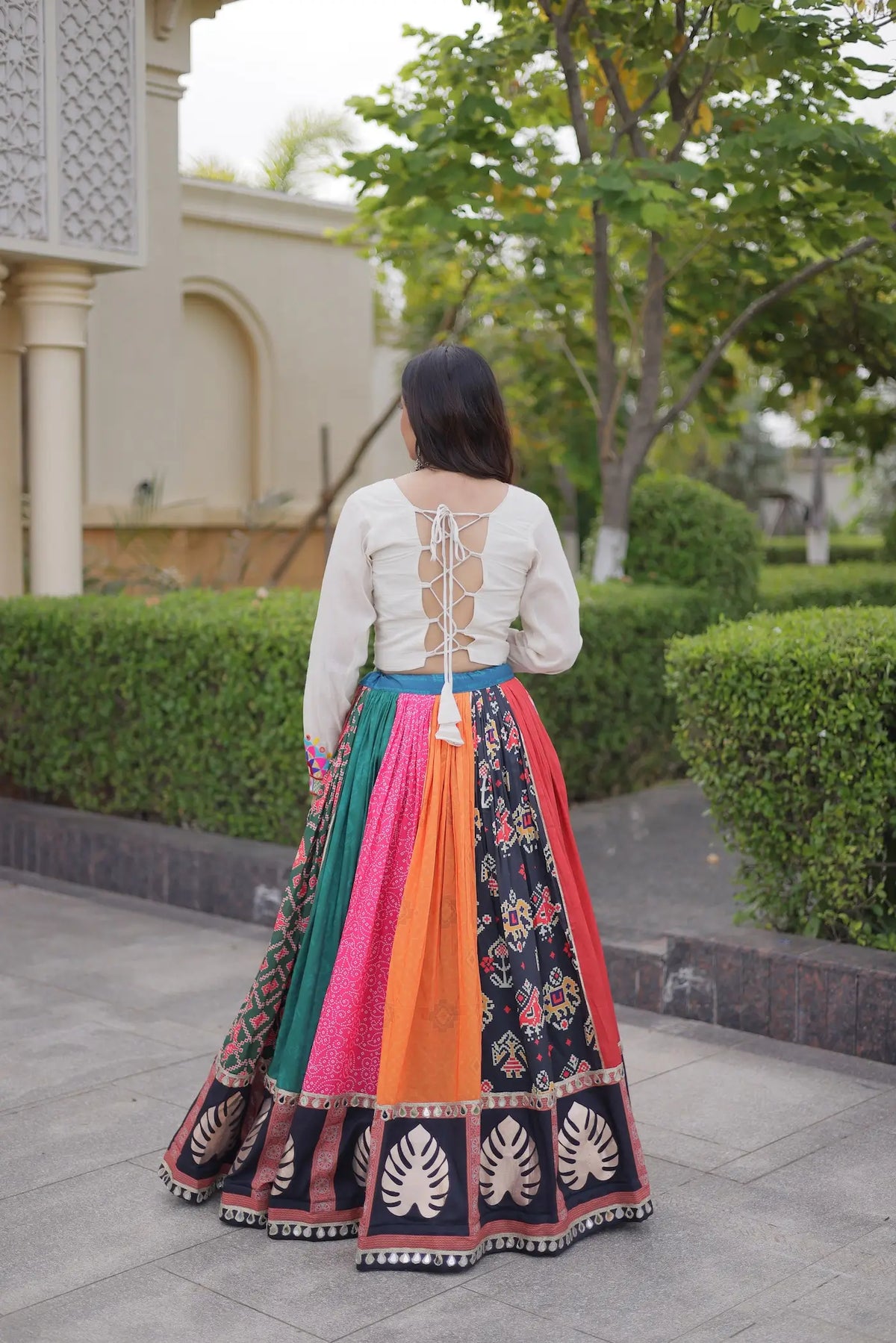 4 Meter Flair | Multicolor Cotton Navratri Chaniya Choli With Mirror Gamthi Work