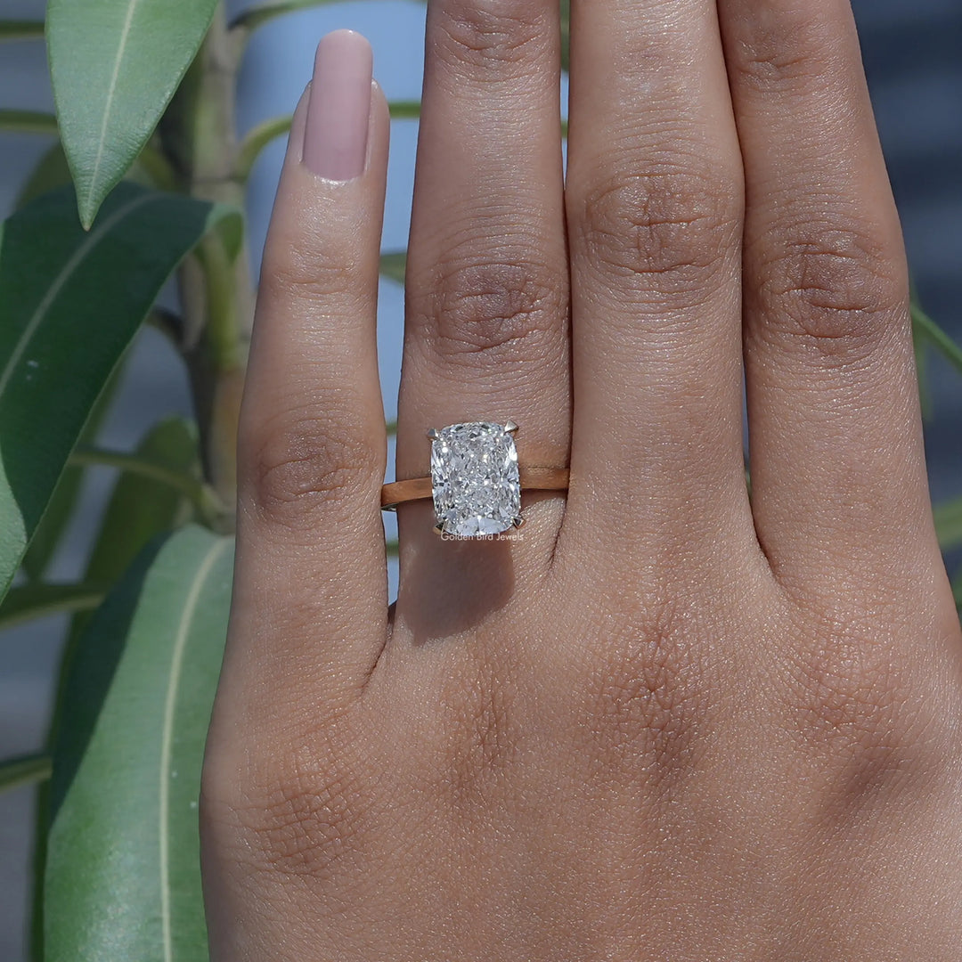 Cushion Cut Lab Diamond Hidden Halo Ring