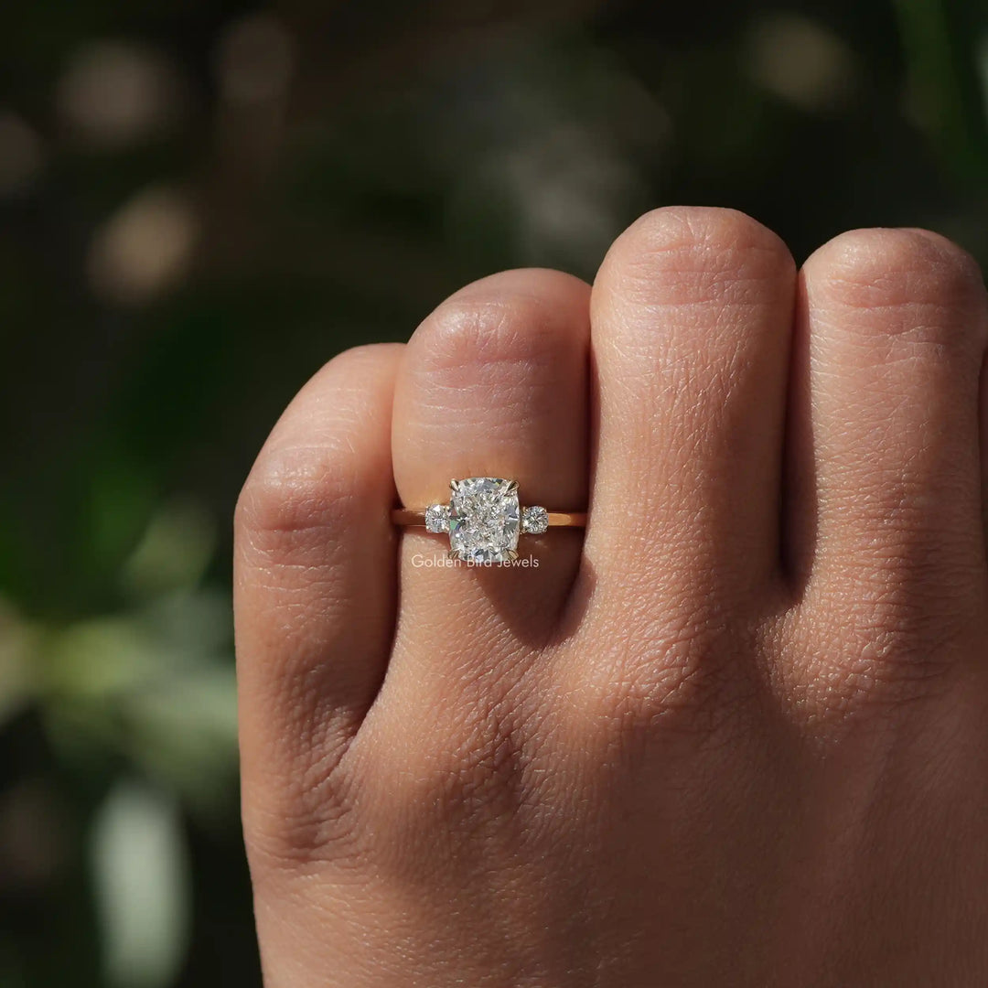 Cushion Diamond Three Stone Ring