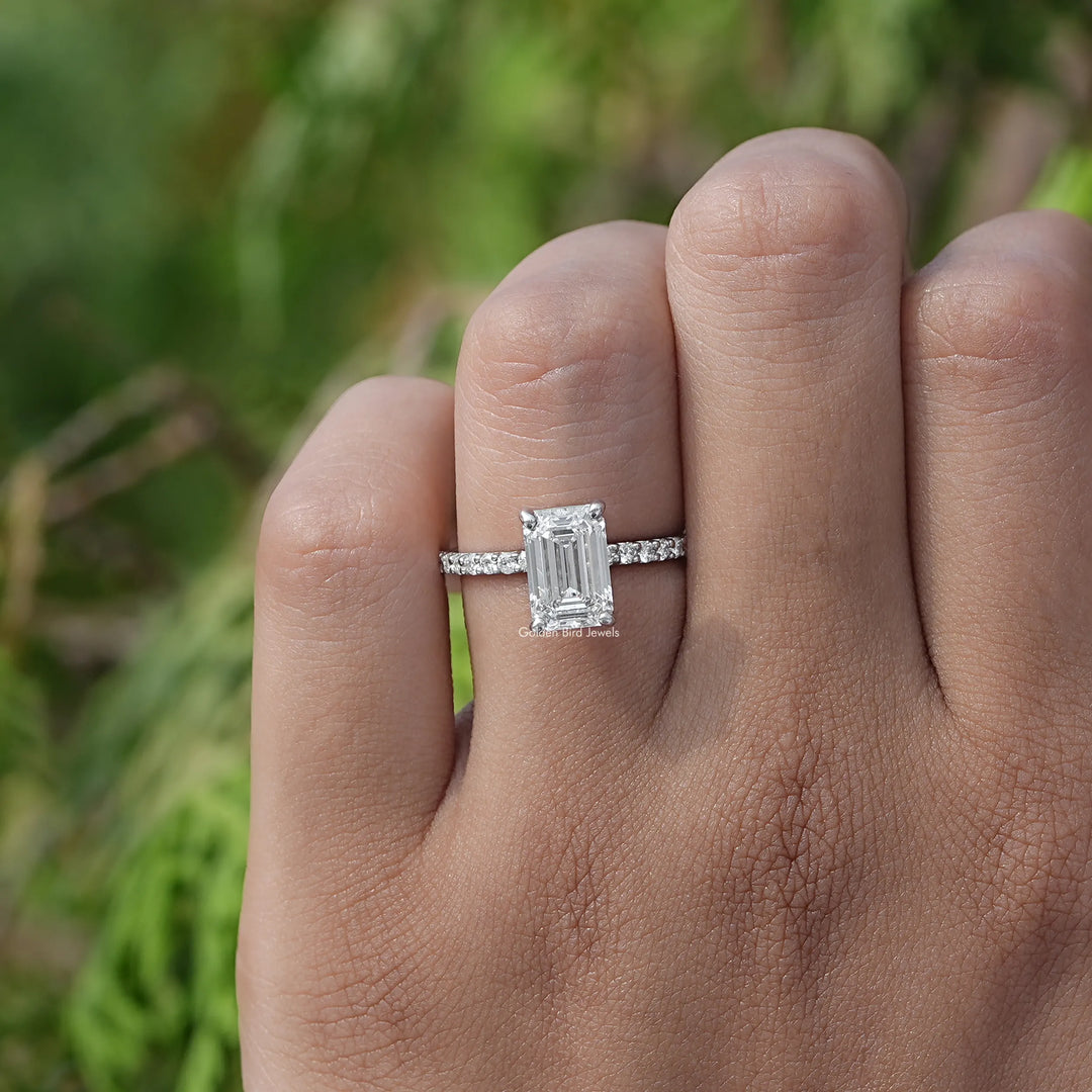 Emerald Cut Solitaire Accent Lab Diamond Ring