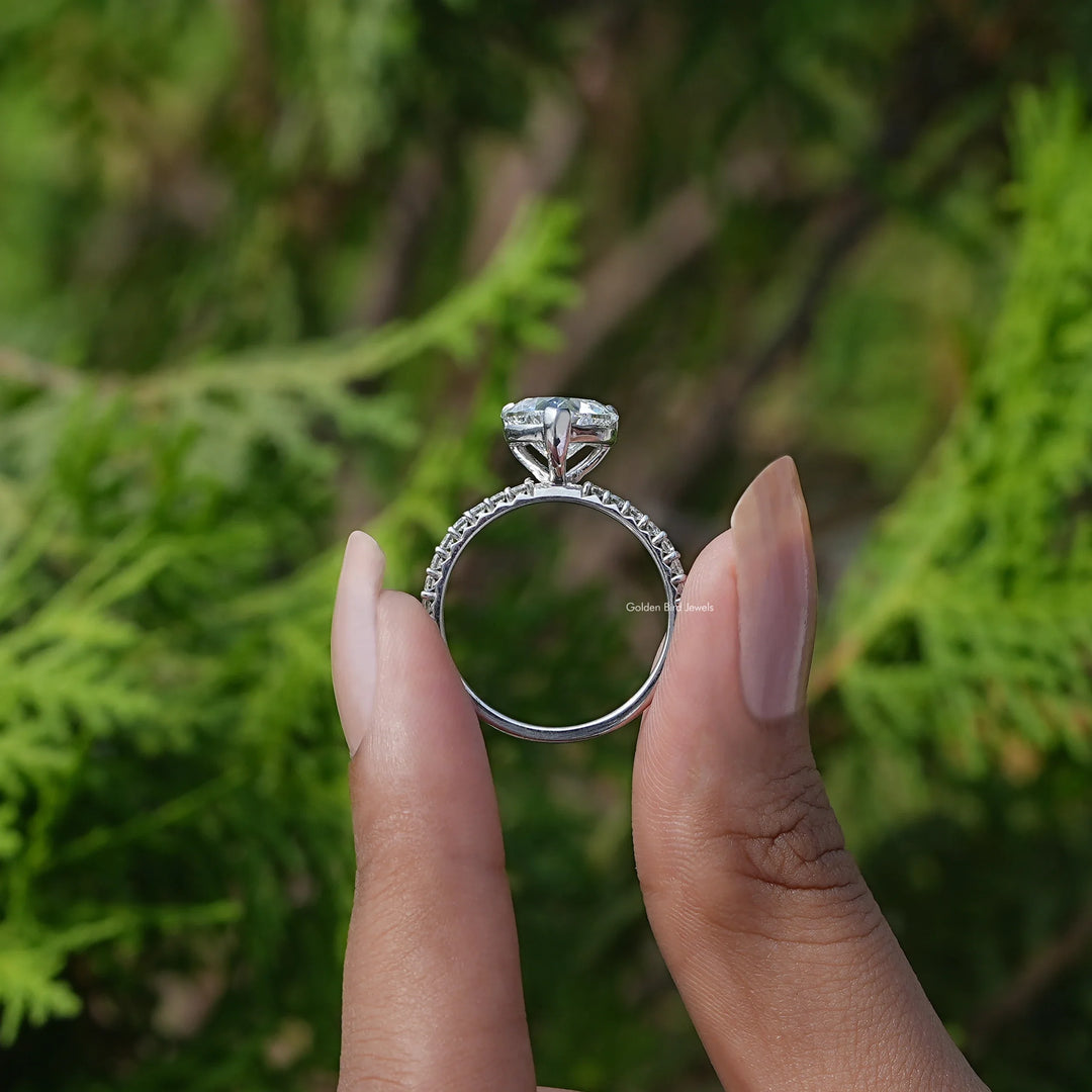 Heart Shaped Solitaire Accent Diamond Ring