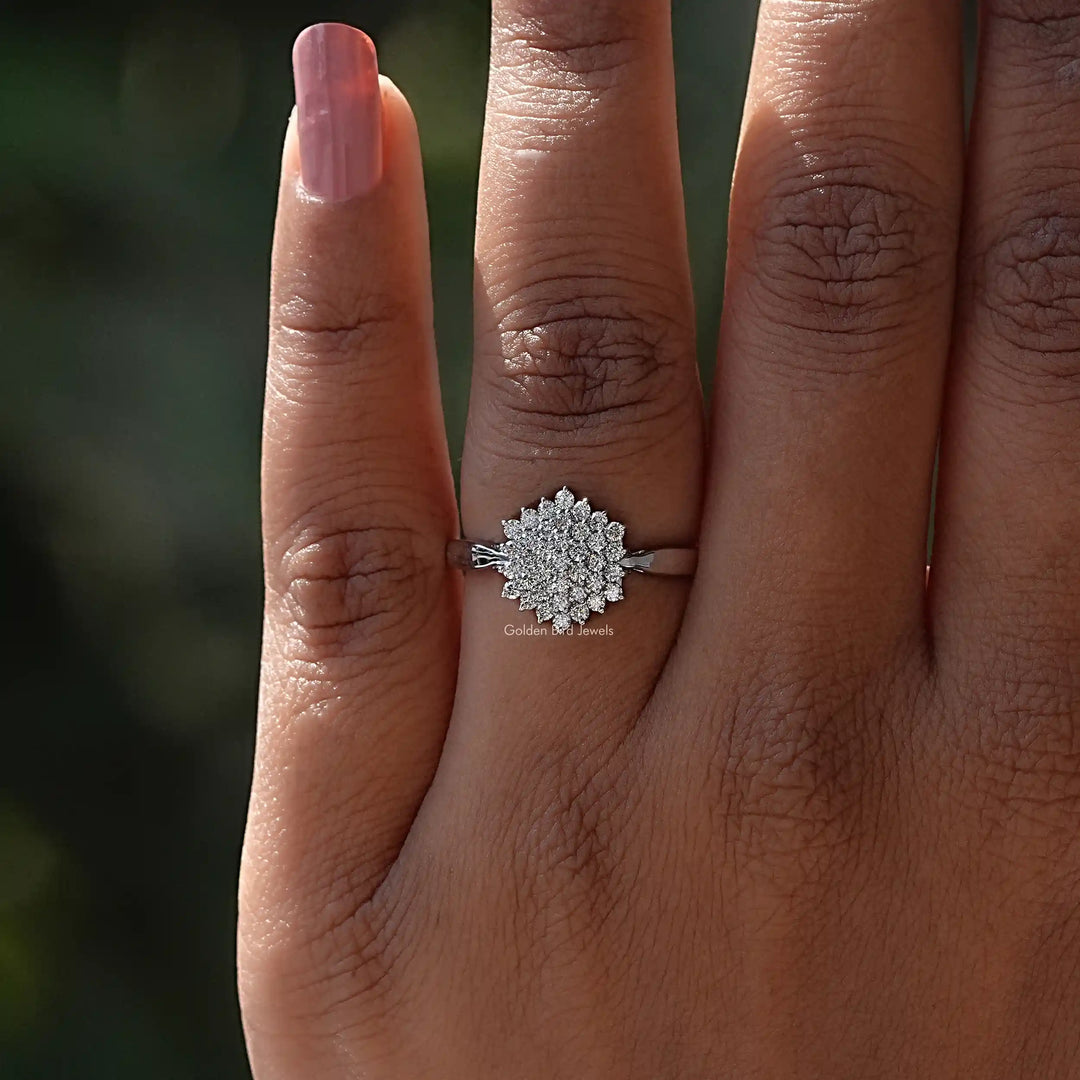 Round Lab Diamond Cluster Engagement Ring