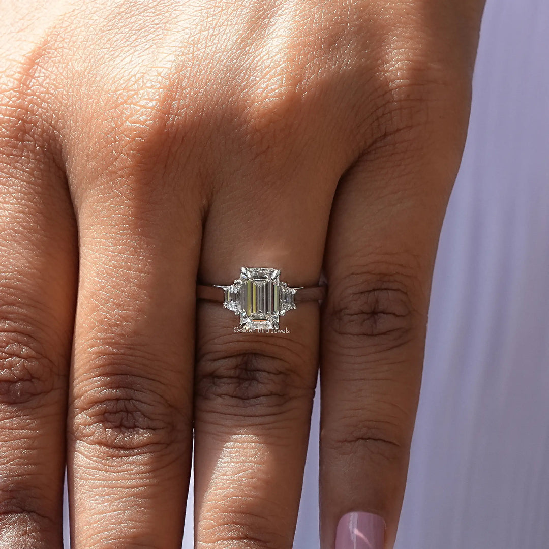 Three Stone Emerald Cut Diamond Ring