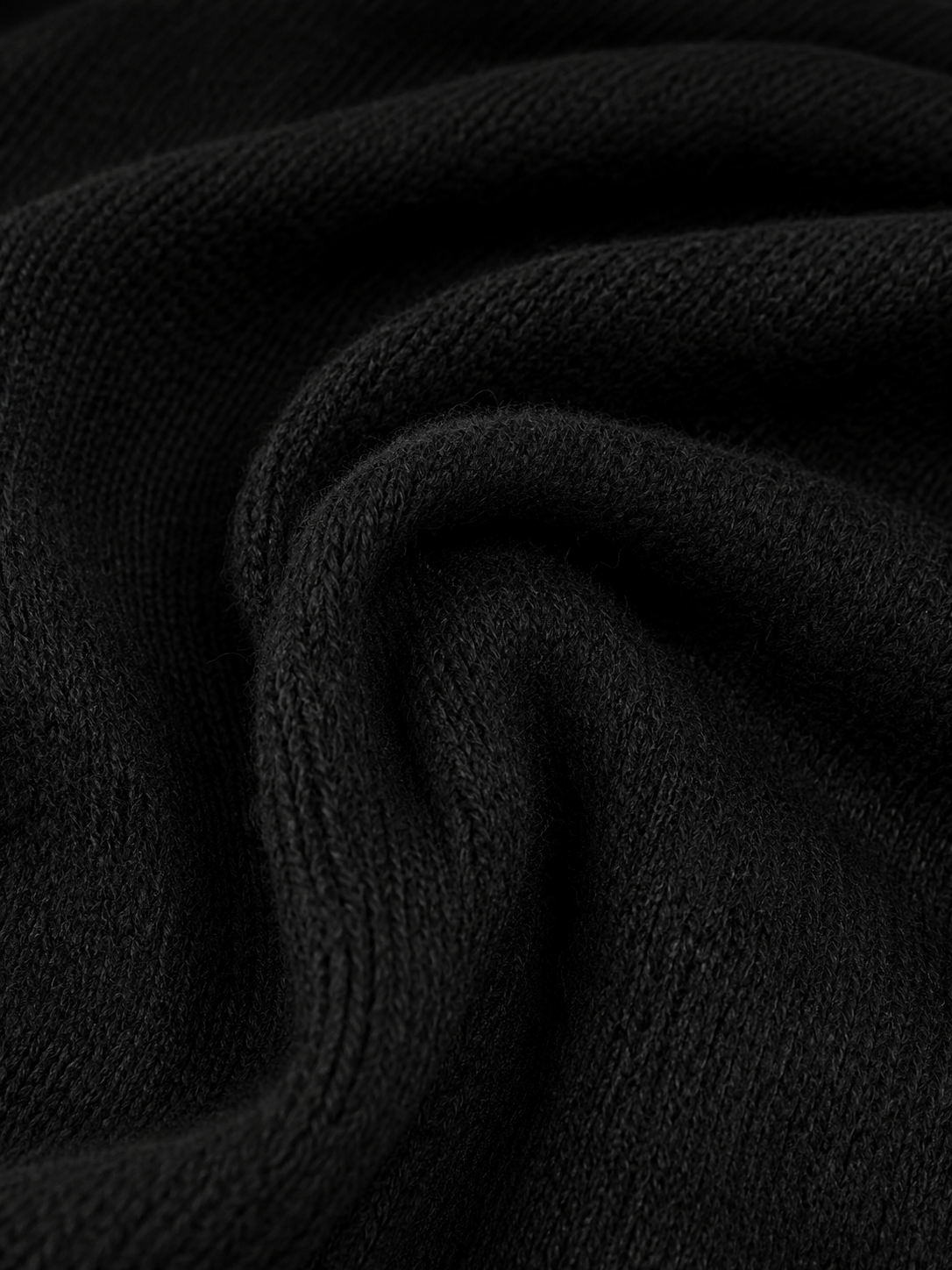 Women's Elegant Black Knitted Turtleneck Long-sleeved Loose-fitting Midi Dress With No Pockets MDA1974L7AN