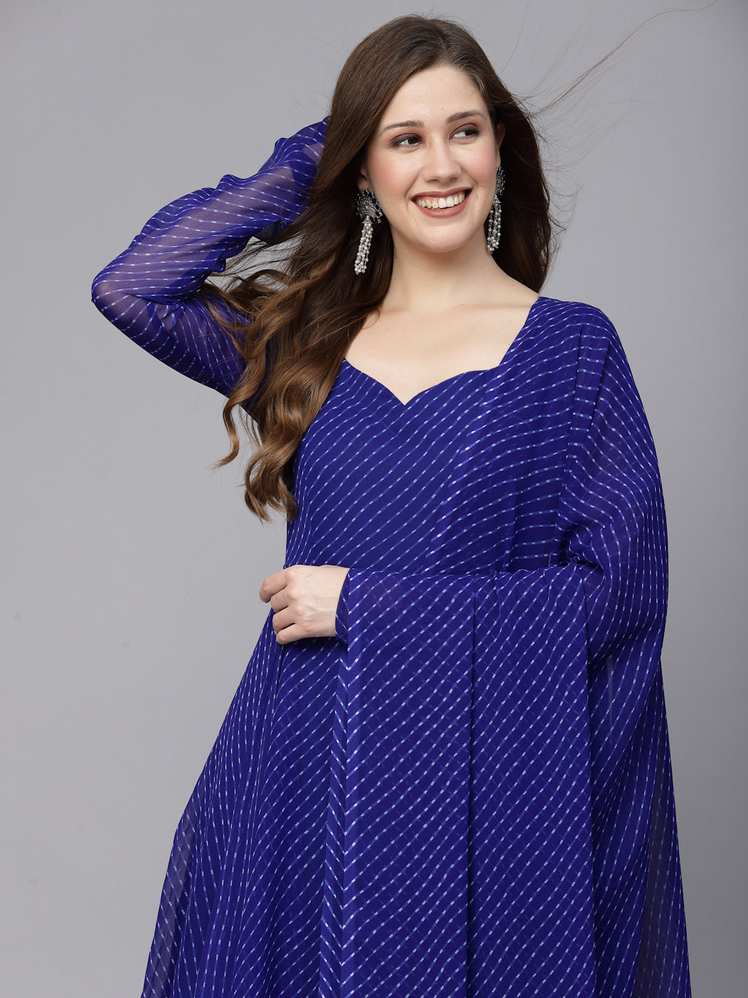 Skydiver Blue Leheriya Kurta Set  - By Ragavi - qivii