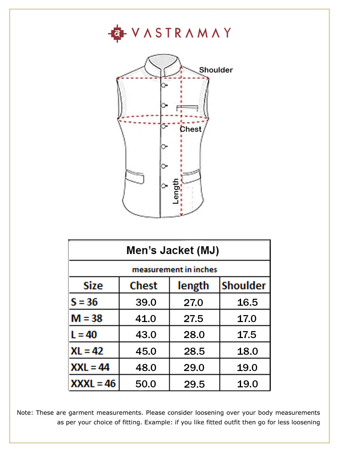 VASTRAMAY Men's Orange Stripes And Angrakha Pattern Classic Nehru Jacket