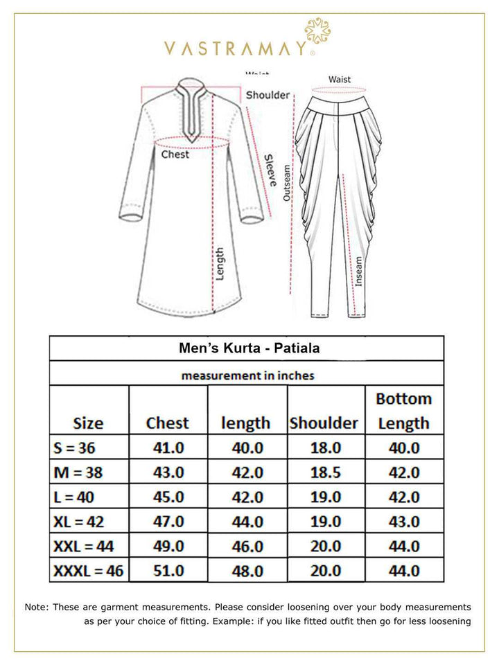 VASTRAMAY Men's White Cotton Blend Pathani Suit Set