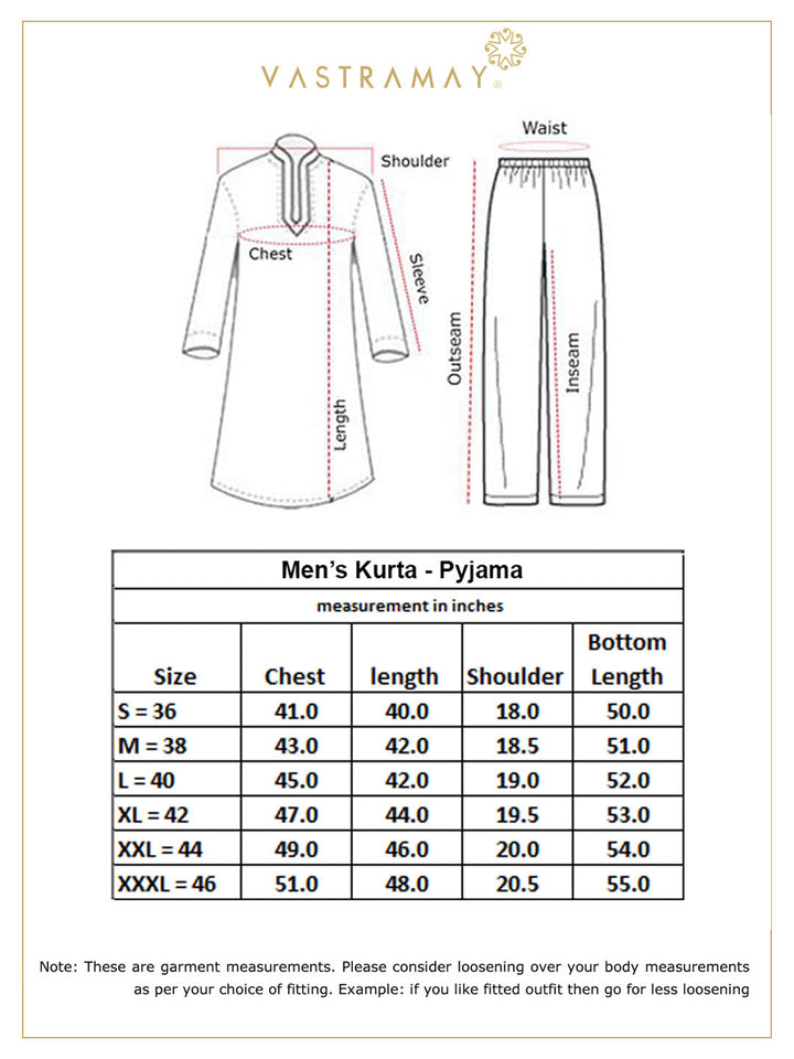 VASTRAMAY Men's Cream Cotton Blend Kurta and Pyjama Set