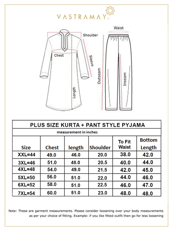 VASTRAMAY Mens Cream Cotton Embellished Kurta Pyjama Set