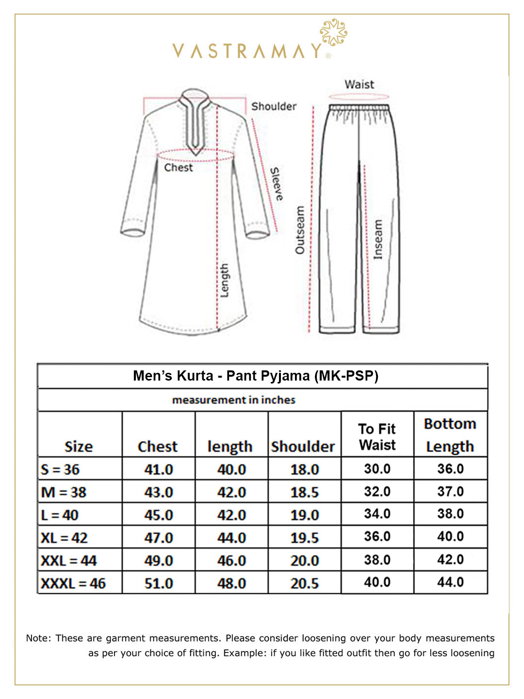 VASTRAMAY Men's Cotton Kurta With Pant Style Pyjama Set