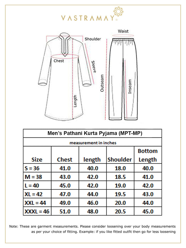 VASTRAMAY Men's White Cotton Blend Pathani Kurta Set With Prayer Cap