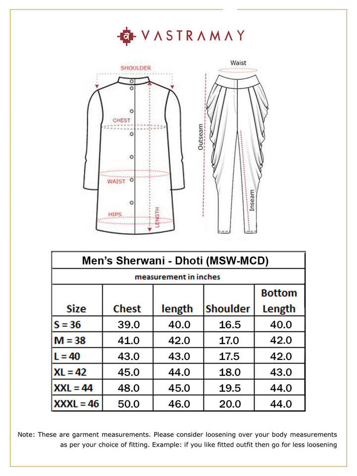 VM By VASTRAMAY Men's White And Gold Cotton Blend Sherwani Set