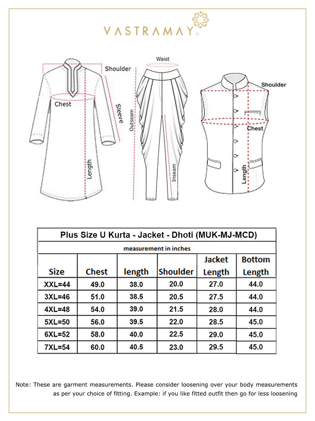 Elegant and comfortable men's plus size Nehru jacket with matching kurta and dhoti