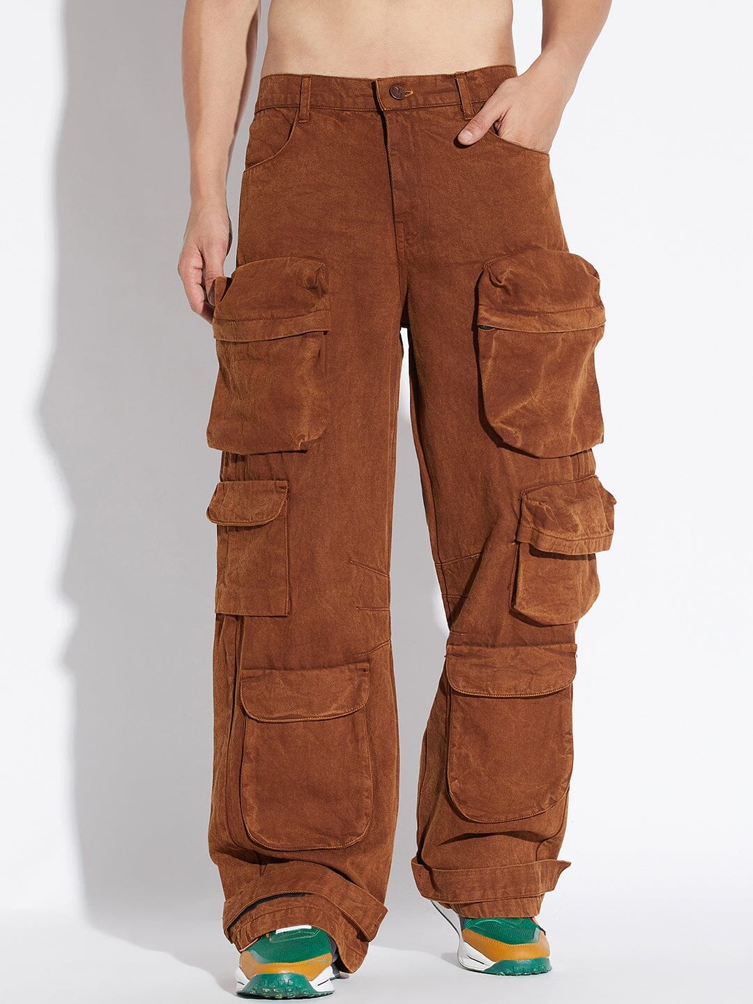 Brown Super Baggy Cargo Denim