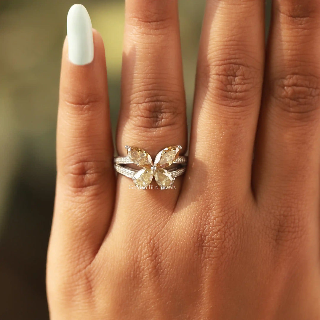 Marquise Cut Moissanite Butterfly Engagement Ring