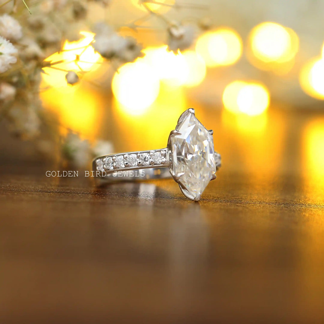 Dutch Marquise Solitaire Moissanite Engagement Ring