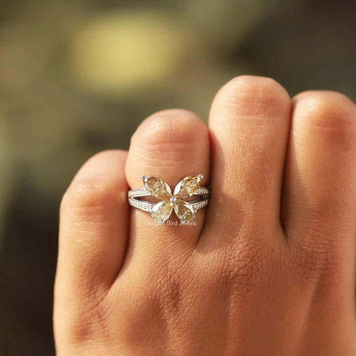 Marquise Cut Moissanite Butterfly Engagement Ring