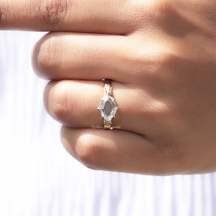 Step Cut Marquise Hidden Halo Moissanite Ring