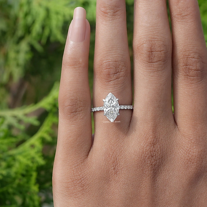 Marquise Cut Solitaire Accent Lab Diamond Ring