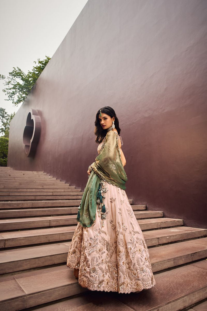  Gorgeous Green Viscos fabric Semi-Stitched Lehenga choli with Sequins work and Dupatta 