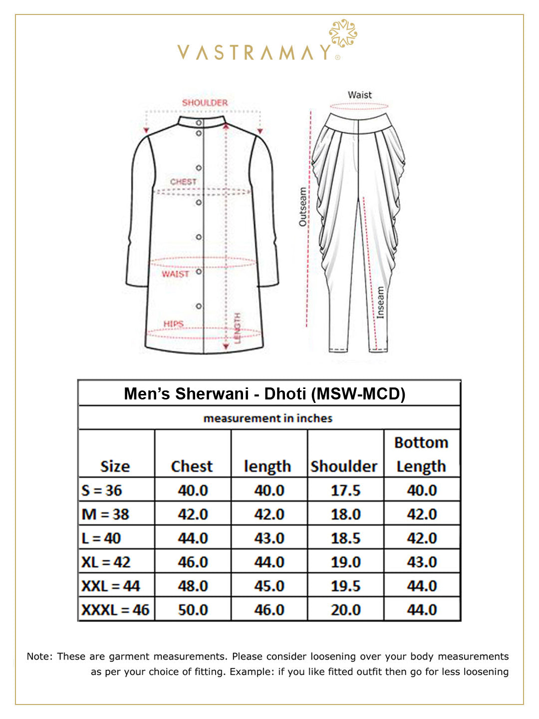 VASTRAMAY Men's Gold Cotton Silk Blend Sherwani Set