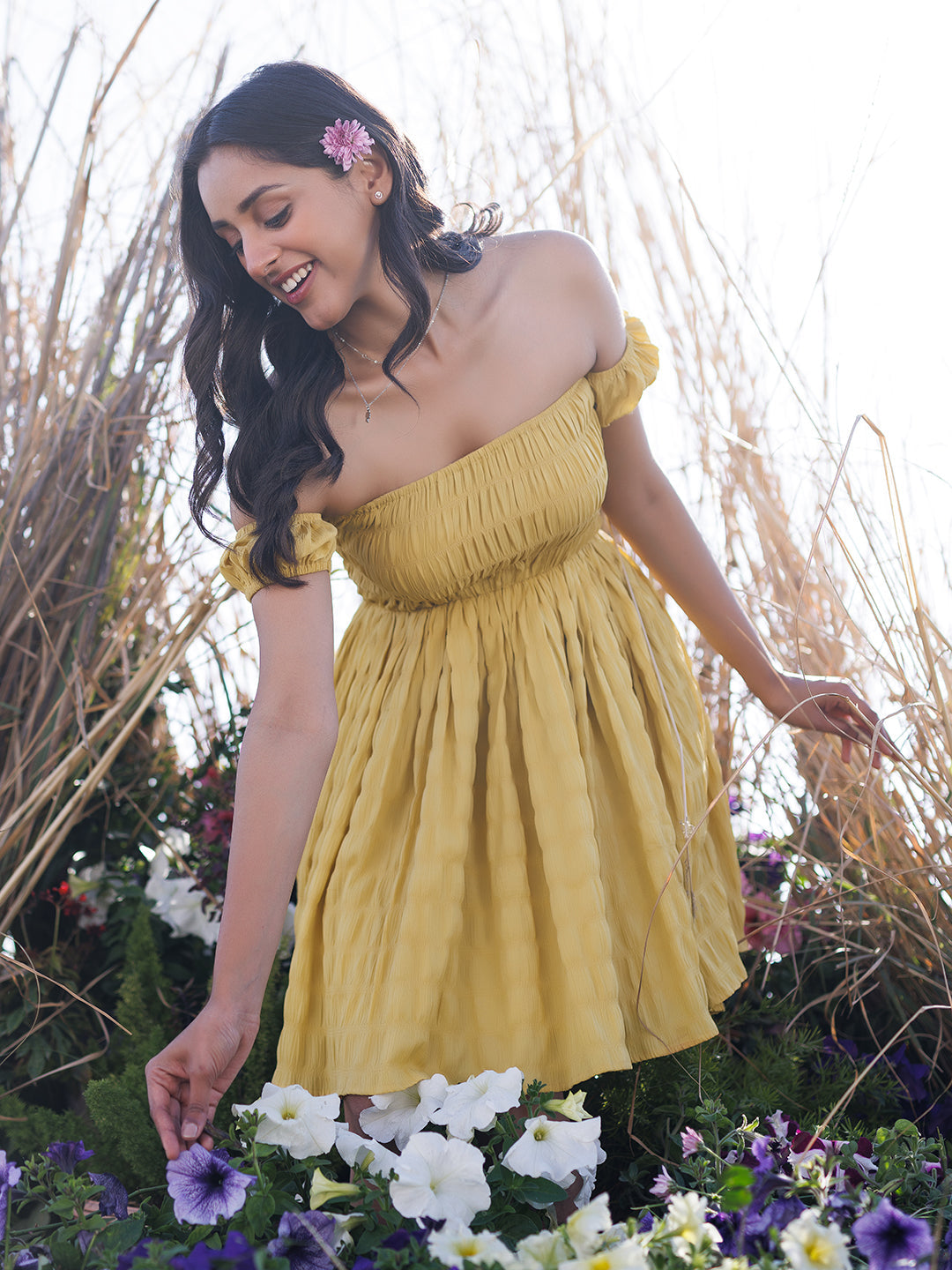 Misted Yellow Mini Dress  - By Ragavi - qivii