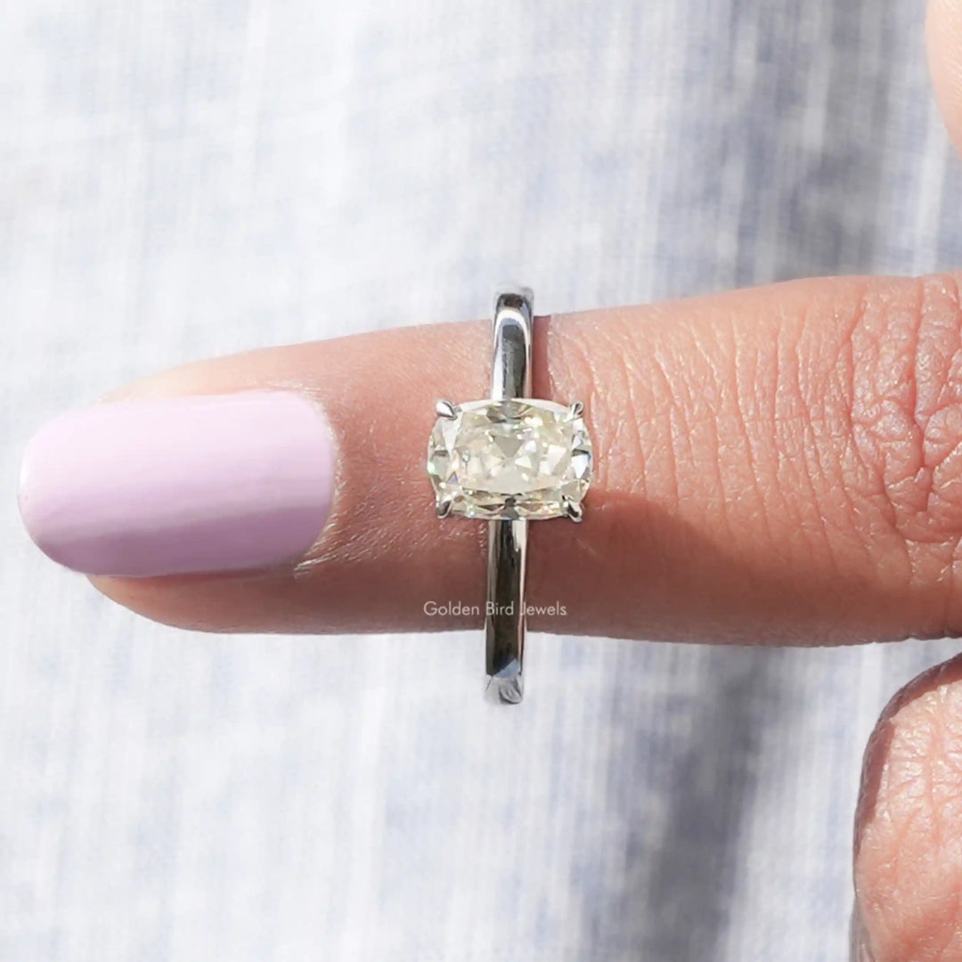 1 Carat Cushion Moissanite Solitaire Ring